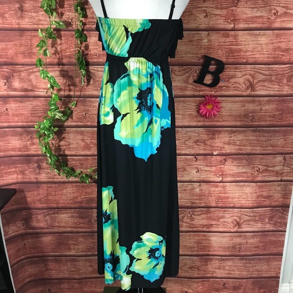 Floral Black and Blue Maxi Dress - Picture 10 of 12